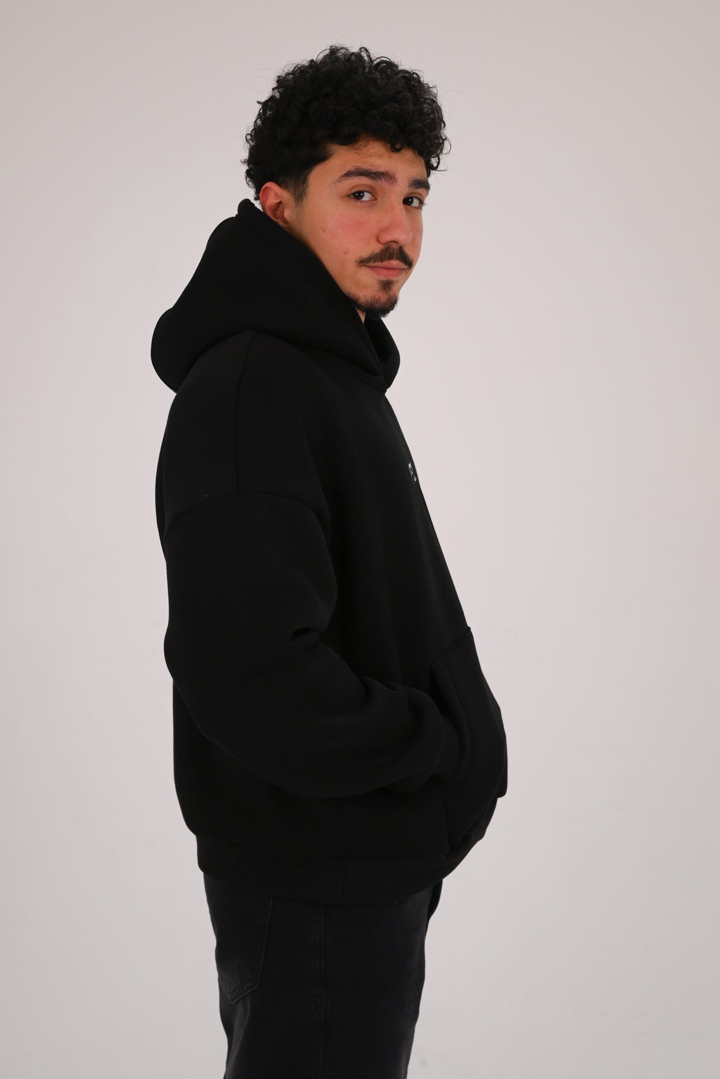 Black Premium Box Fit Hoodie - Embroidered Signature