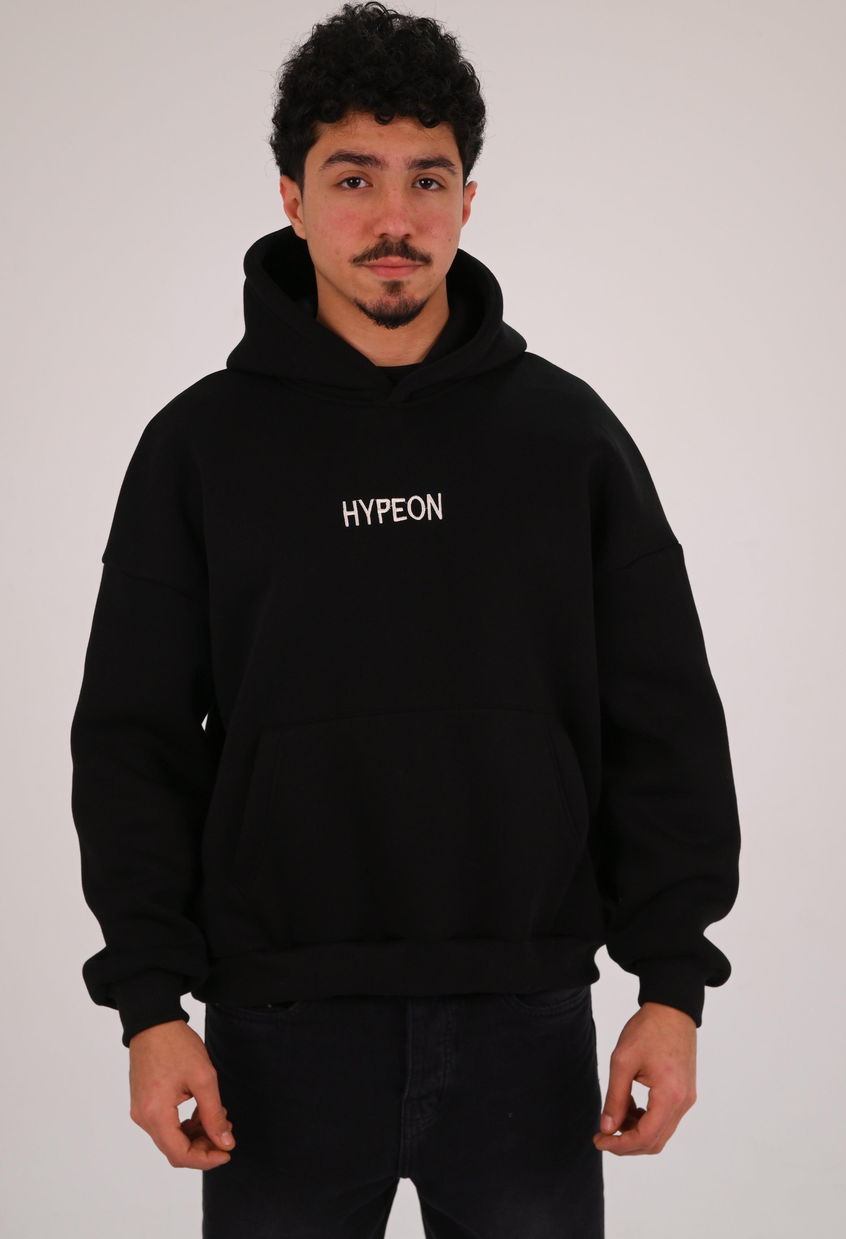Black Premium Box Fit Hoodie - Embroidered Signature