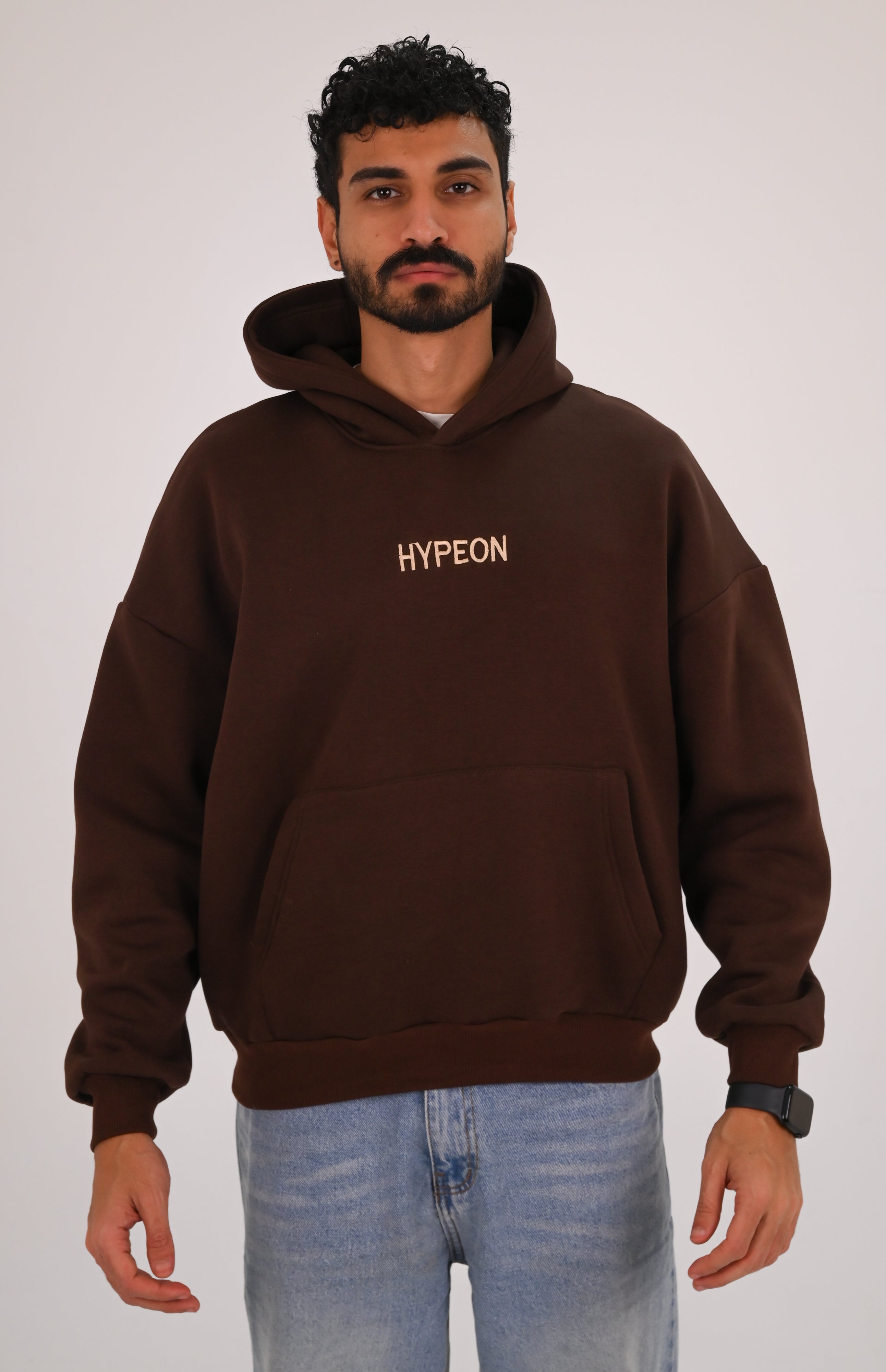 Brown Premium Box Fit Hoodie - Embroidered Signature