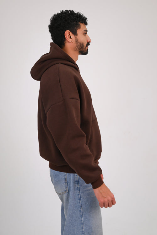 Brown Premium Box Fit Hoodie - Embroidered Signature