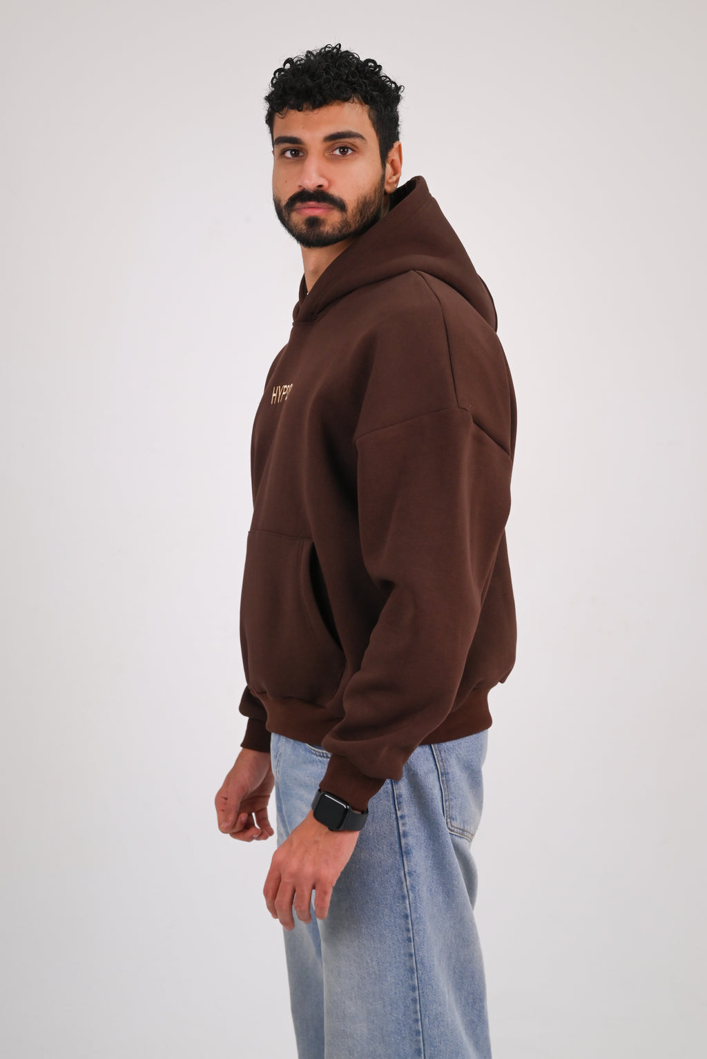 Brown Premium Box Fit Hoodie - Embroidered Signature