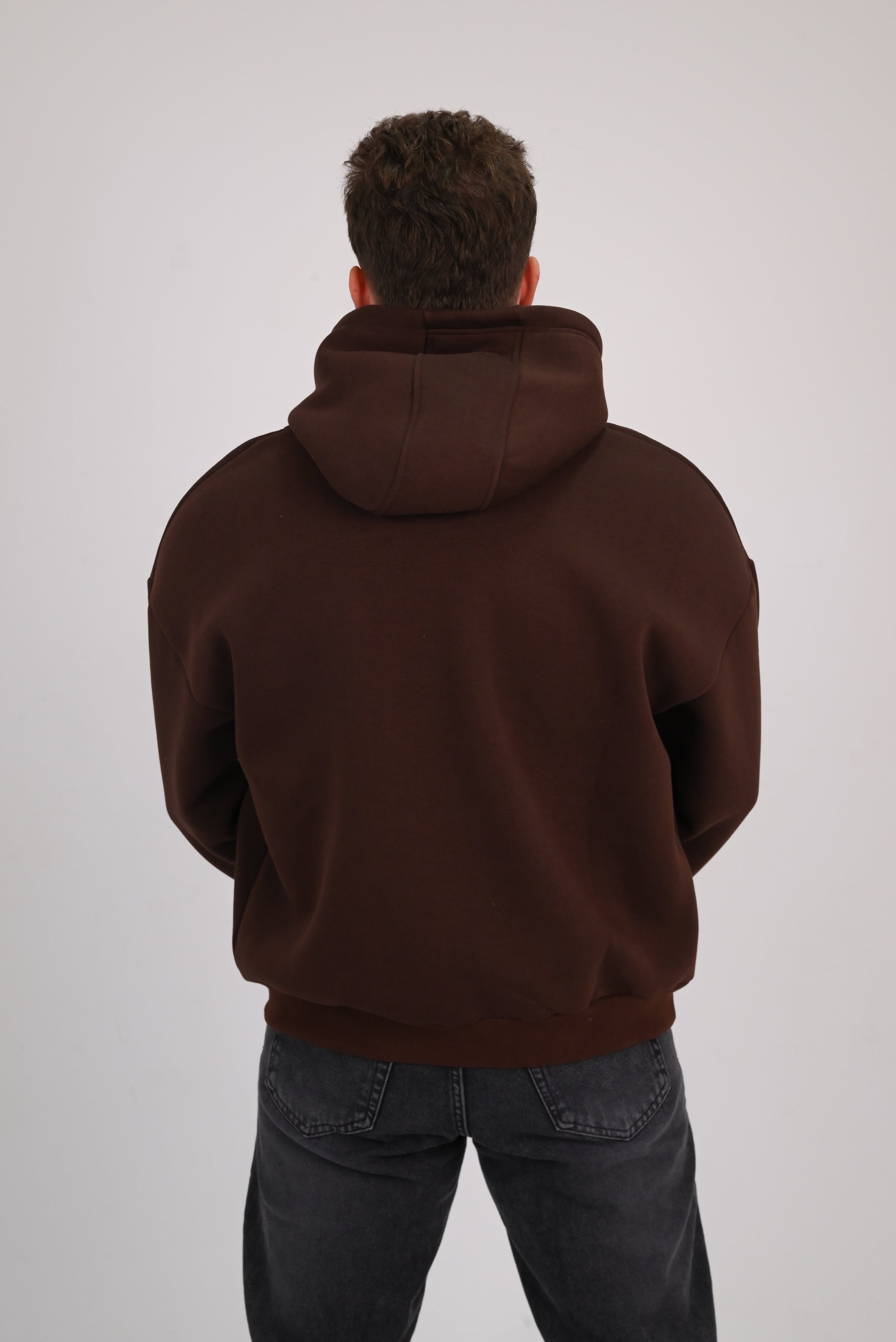 Brown Premium Box Fit Hoodie - Embroidered Logo
