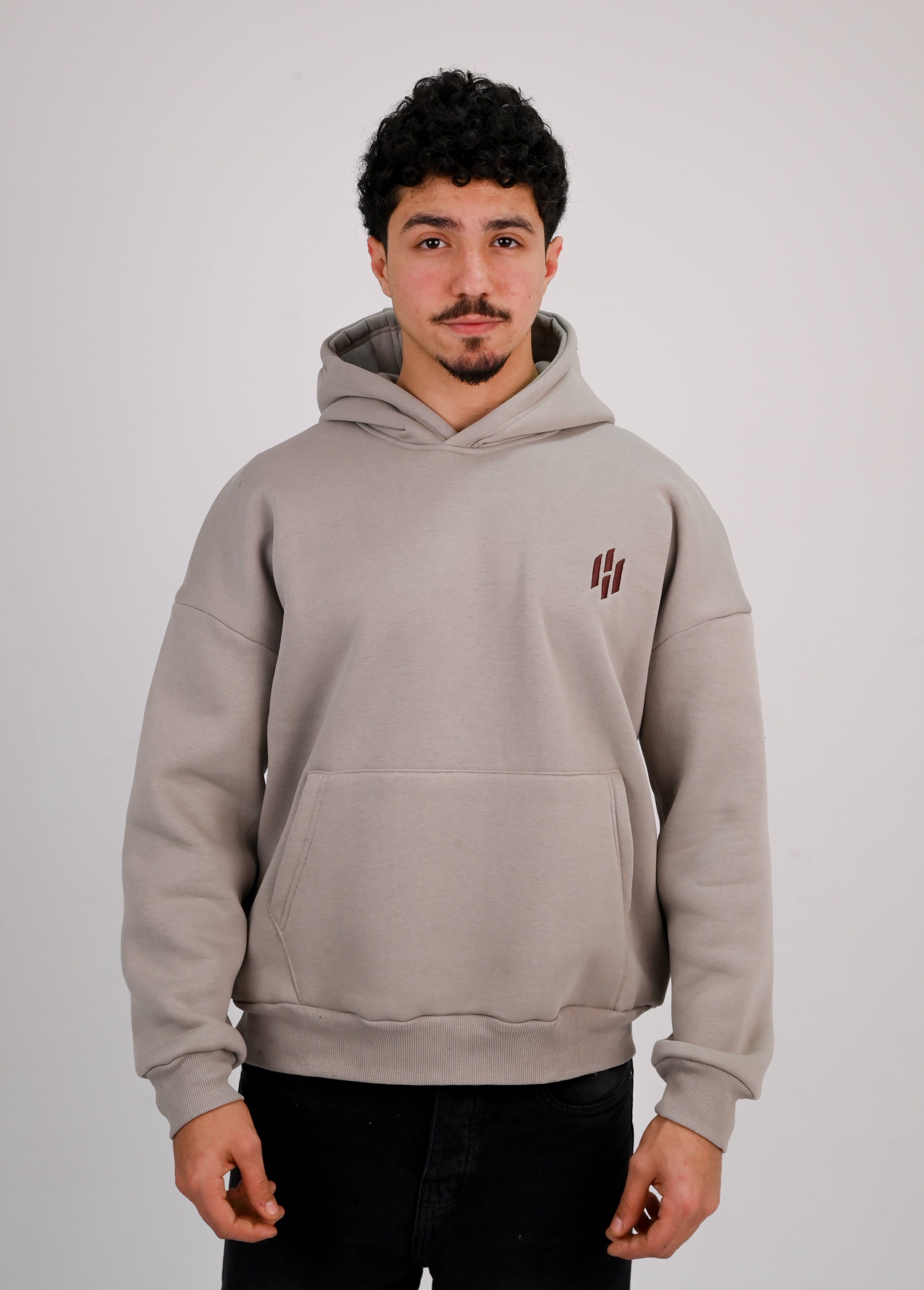 Premium Box Fit Hoodie - Silver Embroidered Logo Edition
