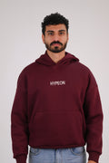 Burgundy Premium Box Fit Hoodie - Embroidered Signature