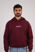 Burgundy Premium Box Fit Hoodie - Embroidered Signature