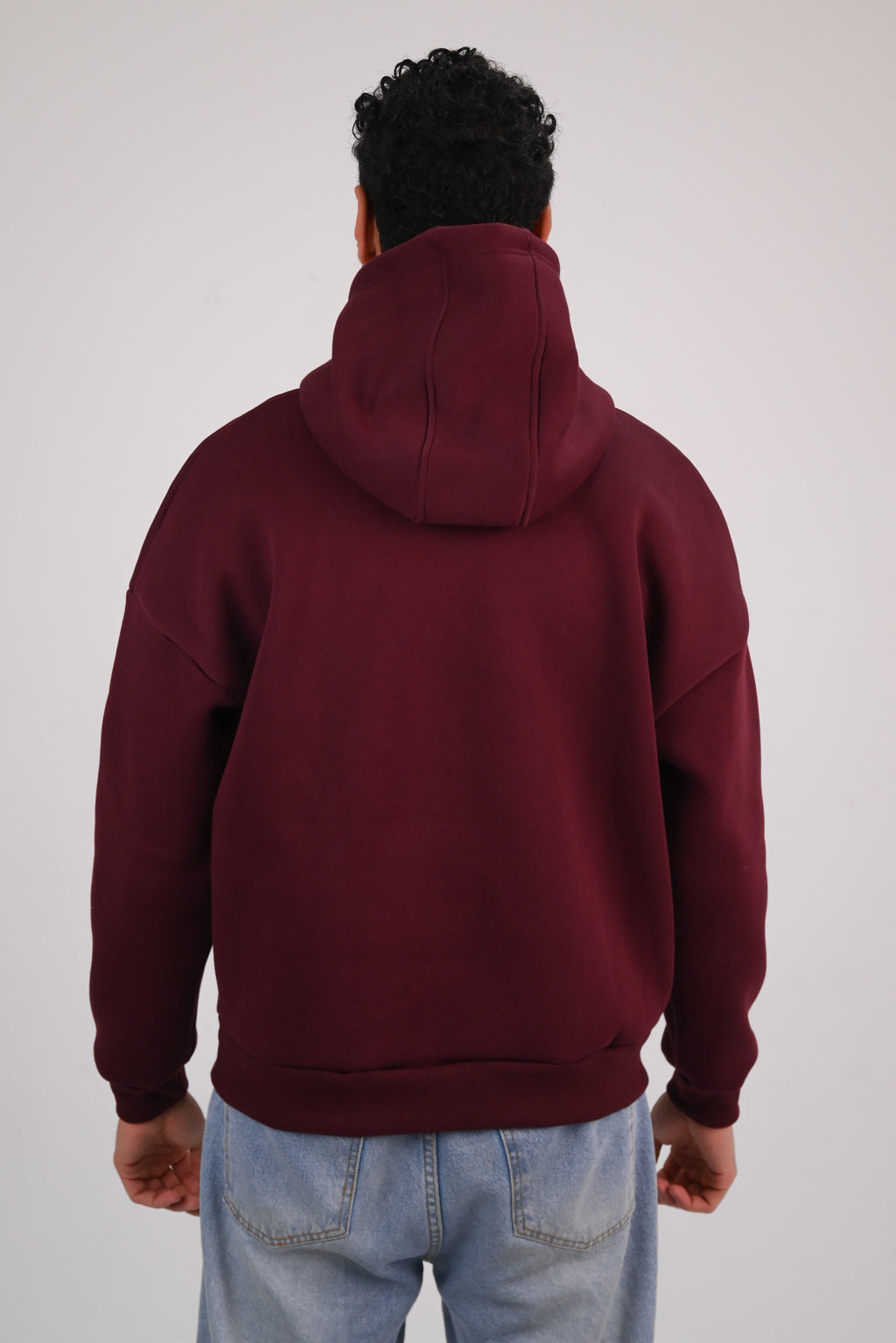 Burgundy Premium Box Fit Hoodie - Embroidered Signature
