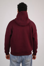 Burgundy Premium Box Fit Hoodie - Embroidered Signature